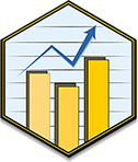 barchart with zig-zag arrow