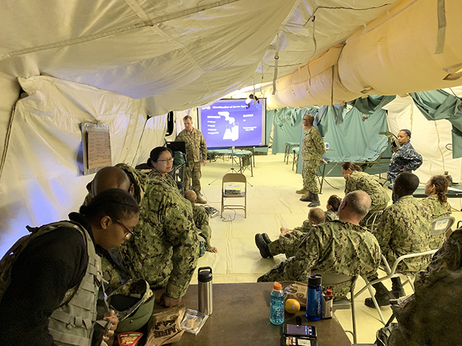 training in a tent